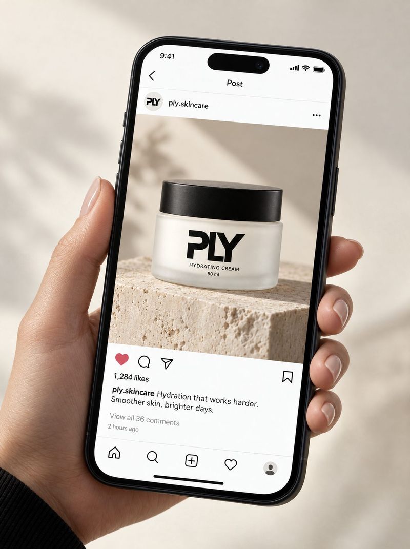 Handy-Mockup mit Instagram-Feed-Post des PLY-Tiegels